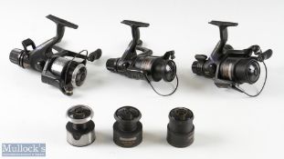 3x Shimano Spinning reels to include a Shimano GT 5010 with spare spool, an Aero GTM 4010 baitrunner