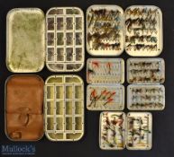 Good collection of assorted Wheatley & Other Alloy fly tins and flies (6) – 2x Alloy Dry Fly Tins