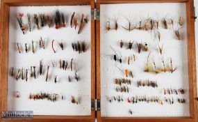 Richard Walker 128 hand tied Flies within wooden reservoir given to his friend Fred J. Taylor -