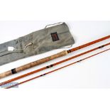 C Farlow & Co ‘The Farlight’ 12ft fibre glass salmon rod 3pc, red agate butt/tip rings, in MCB