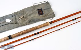 C Farlow & Co ‘The Farlight’ 12ft fibre glass salmon rod 3pc, red agate butt/tip rings, in MCB