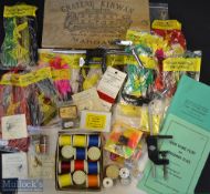 Box of Flying Tying Materials and accessories - to include 2x Veniards fly tying vices, 2x John