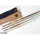 2x 8ft 2pc hollow glass fly rods fitted with Hardy reel fittings and Hardy cloth bag; and Hardy