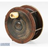 Carter & Sons London 4 ½” ebonite and brass Salmon reel with maker’s details to faceplate,