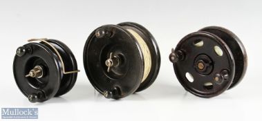 3x Bakelite centrepin reels to include Allcock Aerialite 5” centre pin reel plus an Allcock