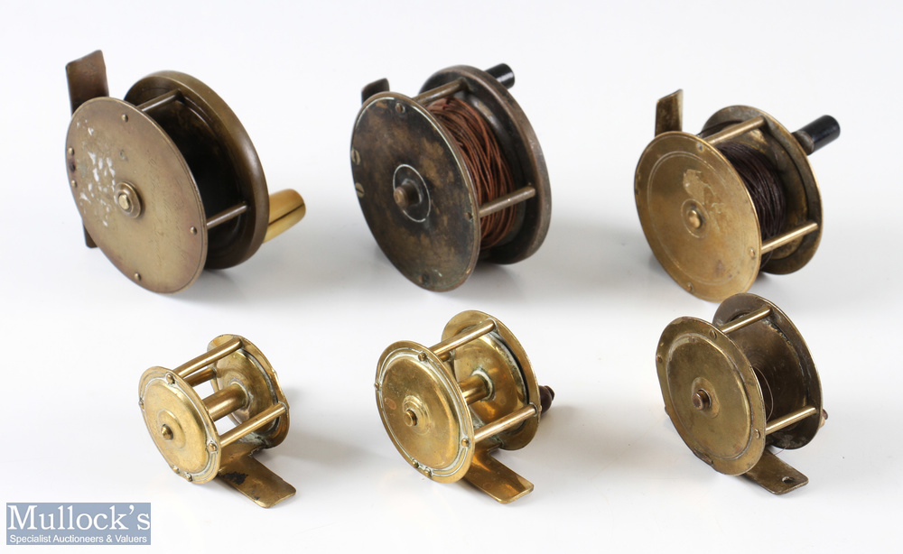 6x Assorted Brass trout fly reels including a C Farlow & Co, 191 Strand London 2 ¾” fly reel with - Image 2 of 2