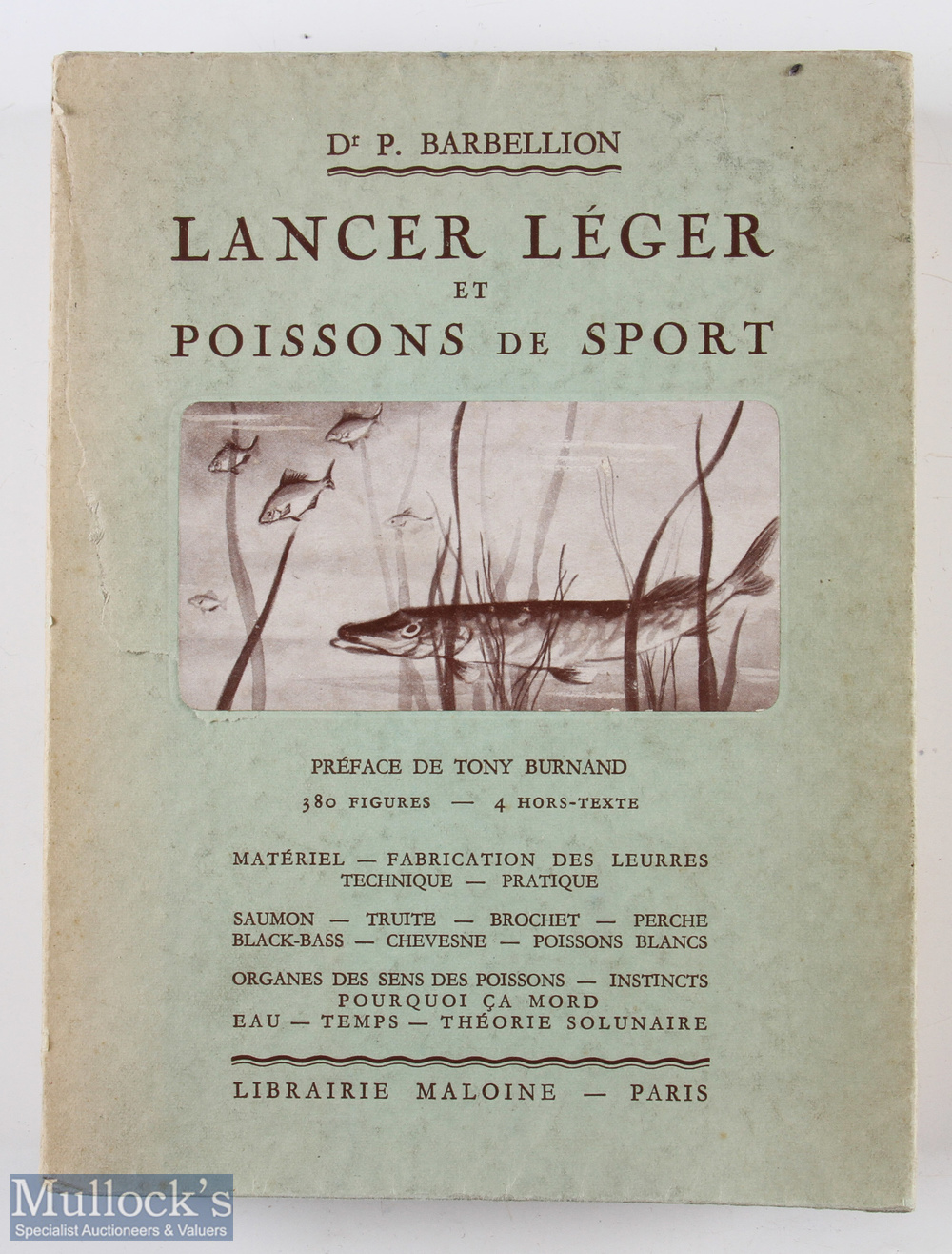 Barbellion, Dr P – “Lancer Leger et Poissons de Sport” 1941 Paris 1st edition, printed in French,