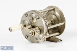 B F Meek & Sons Louisville, Kentucky Blue Grass No3 multiplier reel in nickel silver, stamped 4996