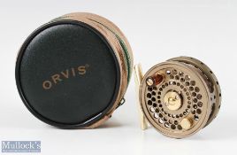 Fine Orvis CFO I Disc 2 ¾” bronzed fly reel with perforated body, rear drag adjuster, smooth foot,