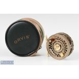 Fine Orvis CFO I Disc 2 ¾” bronzed fly reel with perforated body, rear drag adjuster, smooth foot,