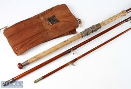 Hardy ‘The Farne’ Greenheart tunny rod 12ft 6ins 3pc, two rings needs re-whipping, in MCB