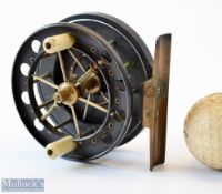 Rare Allcocks Aerial 3” black lead alloy centre pin reel c1915/16 – stamped Patent to front drum