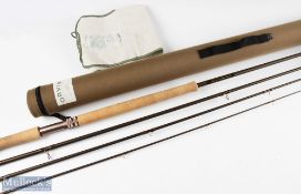 Fine Orvis Shooting Star salmon fly rod 13ft 6in 4pc line 8#, appears unused in MCB and alloy tube