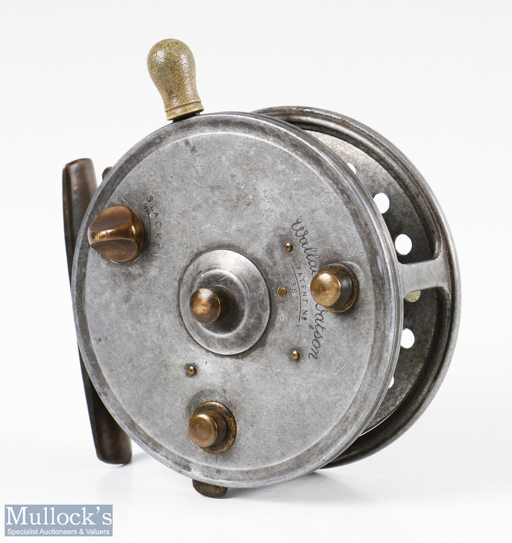 Wallace Watson Patent 4” alloy casting reel with smooth brass foot, maker’s details backplate Patent - Image 2 of 2