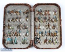 Hardy Bros England Neroda fly case/box and flies with alloy clips internally for 70 flies, measuring