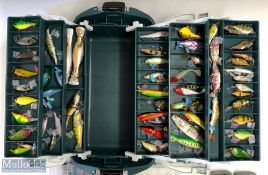 Shimano cantilever tackle box containing, approx. 100 assorted lures featuring water wolf, conrad,