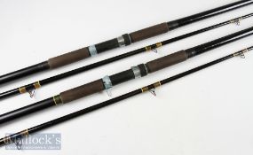 Pair of 12ft Matched Beach Caster rods possibly Daiwa 2pc with cloth bags (2)