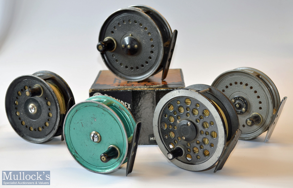 Collection of J W Young & Sons Fly Reels (5) - 4x J W Young & Sons to incl 3.5” Beaudex (Medium