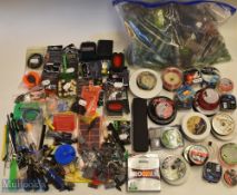 Quantity of mixed coarse fishing accessories including a good selection of line, feeders, tools,