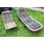 Nash Fishing Bed Chair and JRC Recliner Chair with Nash cushion and metal legs