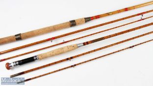 John R Gow & Son Dundee Gun & Fishing Tackle Makers 9ft split cane rod 2pc, restored with MCB and