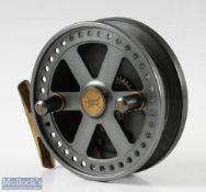 Fine The Arnold King Pin 4 ½” centrepin reel with brass foot, on/off rim check, in gun metal finish,