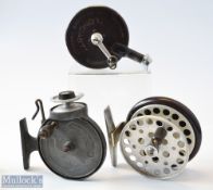 3x different style fishing reels – Allcock Stanley Threadline reel with alloy spool, very tiny chips