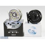 Greys Streamlite 4/5 fly reel in silver finish, counter weight with line, appears unused in maker’