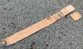 Early 20th century Fishing Rod Travel Canvas Bag with 2 partial shipping labels to side, one for New