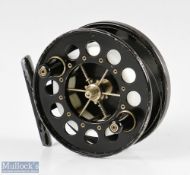 Allcocks Redditch Aerial 3 3/4” centrepin reel width 1 ½” total, perforated face, in black finish,