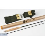 Fine Hardy ‘The Aln’ glass brook rod 5ft 2pc line No 2, appears unused, in MCB and alloy tube