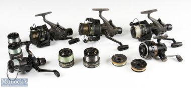 4x Various spinning reels including Shimano Aero Match III with 2x spare spools, Daiwa Regal Z