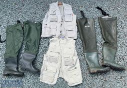 Fishing Waders and Vests – pair of Ocean waders, size 10, with another unnamed pair size 9, Dress