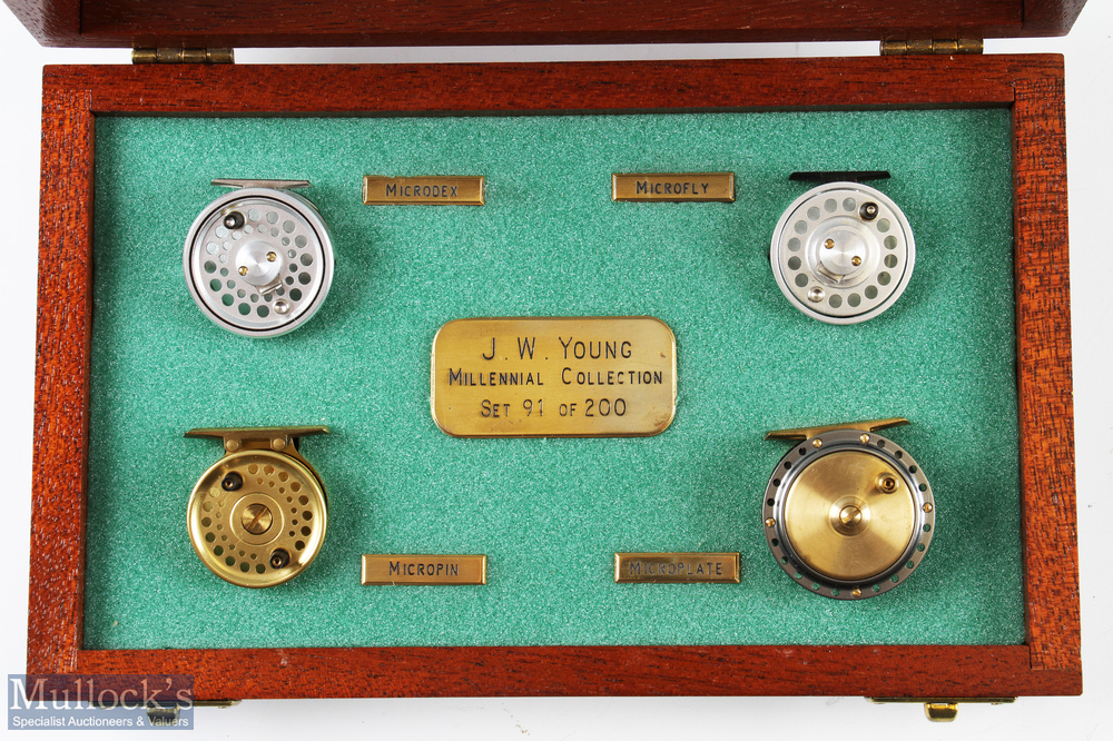 Fine set of J W Young Millennial Collection Set 91 of 200 miniature fishing reels to include