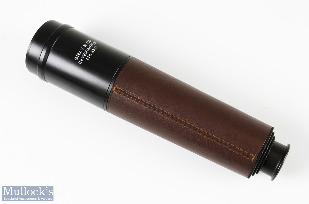 Gray & Co, Inverness Leather Bound Stalking Telescope 3 drawer leather bound telescope numbered No. - Image 2 of 3