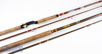 ABU Atlantic 460 9ft spinning rod 2pc 10-60g in mcb, together with ABU 14ft salmon fly rod 5912