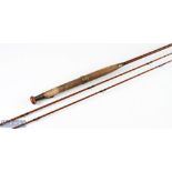 Foster Brothers of Ashbourne Diamond Ribbed fly rod 10ft 2pc plus spare tip, 6ins shorter, cloth