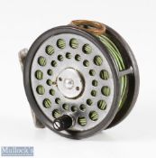 C Farlow & Co London 3 1/8” alloy fly reel with Holdfast logo alloy foot, brass line guide, signs of