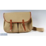 Brady Canvas Fishing Tackle Bag with leather and brass fittings, with 2 front pockets and canvas