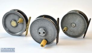 Interesting collection of 3” alloy trout fly reels (3) Malloch’s Patent fly reel with centre brake