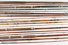 Various Selection of Fishing Rods to include a Martin James 10ft 6in 3pc whole cane with split