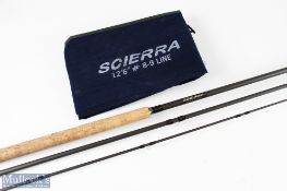 Scierra two handed light salmon rod 12ft 6ins 3pc line 8/9, light use, in MCB and plastic tube