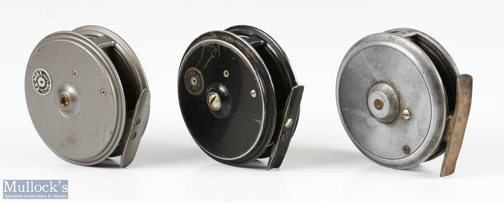 3x Various alloy trout fly reels to include M.C Thornburn Edinburgh 3 3/8” with bent smooth brass - Image 2 of 2