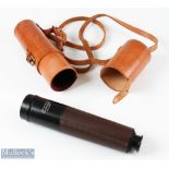 Gray & Co, Inverness Leather Bound Stalking Telescope 3 drawer leather bound telescope numbered No.