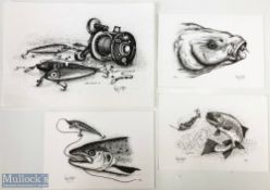 Leigh Moffat Signed Fishing Prints featuring various scenes, all limited edition with signatures