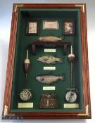 Novelty resin fishing display depicting a Rainbow trout, largemouth bass, Coho salmon, plus Hardy