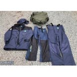 Preston Innovations Drifish XL waterproof jacket with removable hood, a pair of Drifish waterproof
