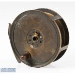 Rare large Moscrop of Manchester 5 ¼” all brass Salmon fly reel with maker’s details to rear plate