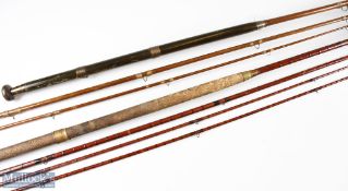 Wallace & Kerr Edinburgh Greenheart salmon fly rod 12ft 3pc with shortened tip 6in, cloth bag, three