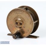 Jeffrey & Son Maker Plymouth 2 ½” copper brass fly reel with good constant check, slight dish to